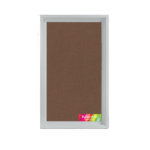 Brown fabric roller blind in white frame isolated on green.