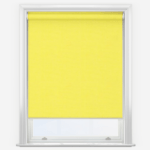 Yellow roller blind on white window frame