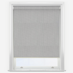 Grey roller blind on white window frame