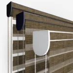 Close-up of roller blinds with chain controls