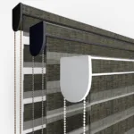 Close-up of modern vertical blinds with chain controls.