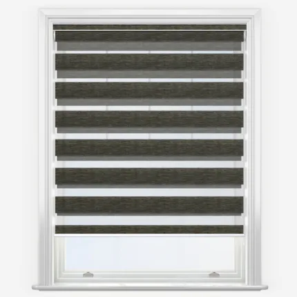 Modern zebra blind in white window frame