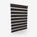 Modern black and white striped radiator on white background.