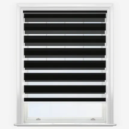 Modern black and white window blinds isolated on white