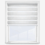 Modern zebra blinds on window, interior design.