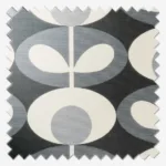 Monochrome geometric fabric swatch with abstract design.