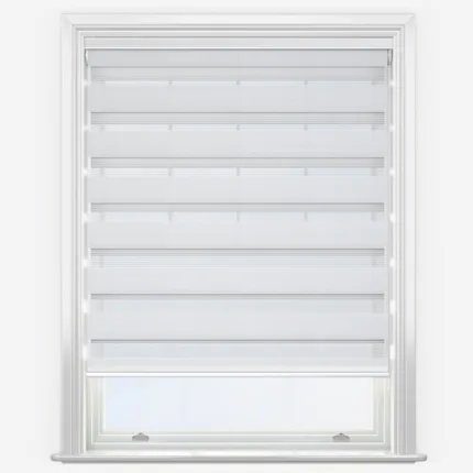 White venetian blind in closed position on window
