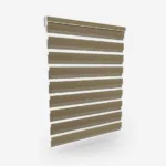 Modern beige slatted wooden privacy screen isolated on white.