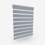 Modern grey slatted wall panel on white background.