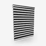 Black and white striped panel on white background