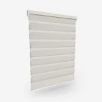 White fabric vertical blinds on white background