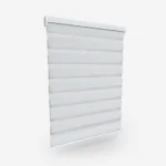 White slatted window blind isolated on white background.