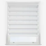White venetian window blind in closed position.