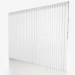 Large white vertical blinds isolated on light background.