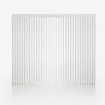 Curved white vertical blinds on a light background