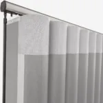 Grey textile vertical blinds with track system