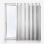 Modern white door with vertical metal blinds