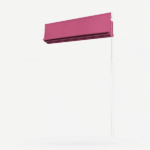 Pink retractable awning on white background.