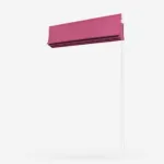 Retractable pink window blind isolated on white background.