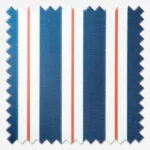 Striped fabric swatches in blue and white, zigzag edges.