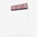 Pink floral Roman blind on white background.