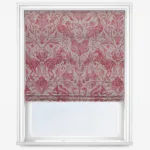 Red and pink patterned blind with animal motifs