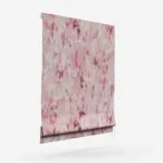 Marbled pink window blind on white background.