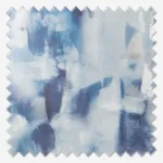 Abstract blue watercolor fabric swatch with jagged edges.