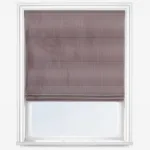 Brown fabric window blind on white frame