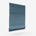 Blue roller blind isolated on white background.