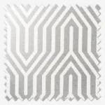 Geometric grey and white fabric swatch with zigzag pattern.