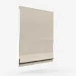 Beige fabric roller blind isolated on white background.