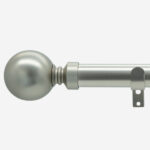 Silver metal curtain rod with spherical finial