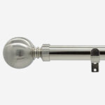 Stainless steel curtain rod with spherical finial and bracket