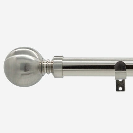 Stainless steel curtain rod with spherical finial and bracket